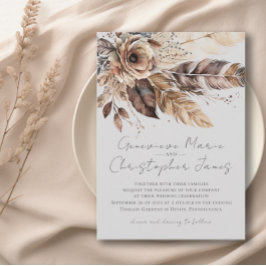 Convites Casamento De Aquarela Floral De Boho Feather