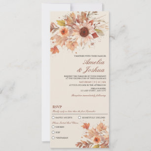 Convites Casamento de Aquarela Floral de outono Elegante