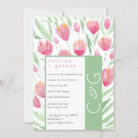 Casamento De Aquarela Floral De Tulipas Verdes Ros