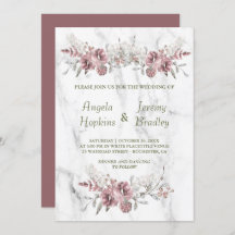 Casamento de Aquarela Floral Marble Elegante