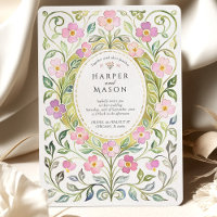 Casamento de Aquarela Floral Rosa Artes e Ofícios