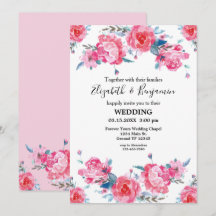 Casamento de Aquarela Floral Rosa Elegante
