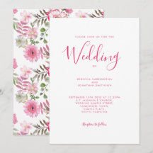 Casamento de Aquarela Floral Rosa Elegante