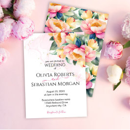 Convites Casamento de Aquarela Romântica Elegante