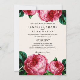 Convites Casamento de Aquarela Rosa Botânica Elegante