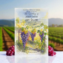 Convites Casamento de Aquarela Rústica com Limões Uvas Vinh