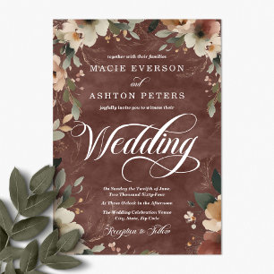Convites Casamento de Aquarela Rústica de Elegância Rústica