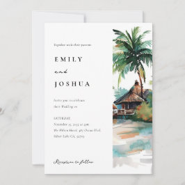 Convites Casamento de Aquarela Tropical de Praia