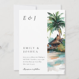 Convites Casamento de Aquarela Tropical de Praia