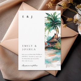 Convites Casamento de Aquarela Tropical de Praia