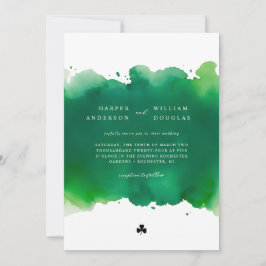 Convites Casamento de aquarela verde e trevo