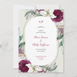 Convites Casamento De Aquarelas Verdes E Vermelhas Florais