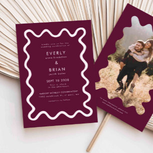 Convites Casamento de arando de arando de linha de mão Quir