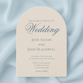 Convites Casamento de Arca Azul Elegante Serif Dusty