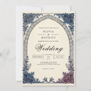Convites Casamento de Arca Botânica Azul-Noite