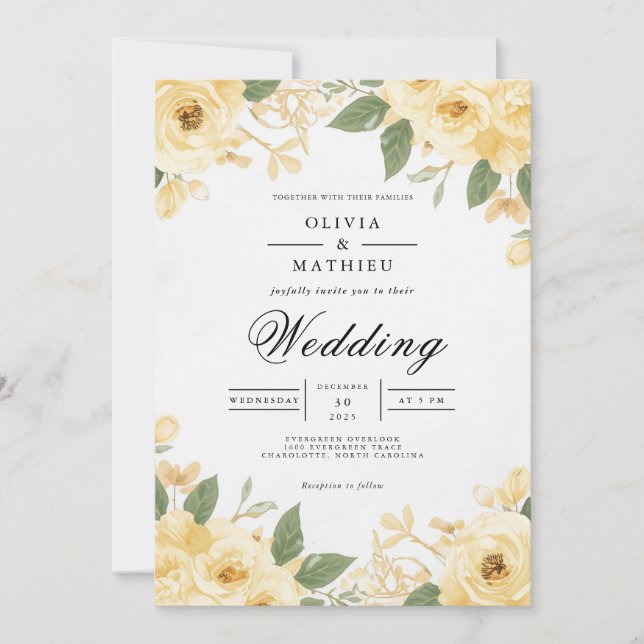 Convites Casamento de Arca Botânica de ouro Bloom (Frente)