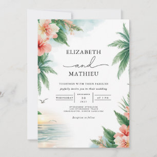 Convites Casamento de Arca de Folhagem Tropical Vivid