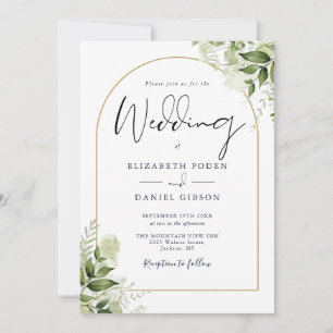 Convites Casamento de Arca Dourada com Código QR Floral Gre