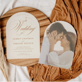 Convites Casamento de Arca Elegante Terracotta Calliografia