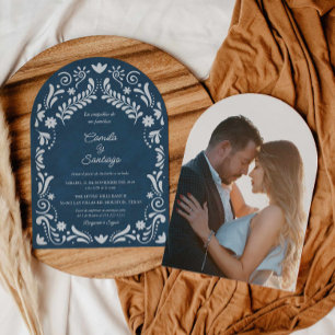 Convites Casamento de Arca Espanhola Blue Talavera Mexicana