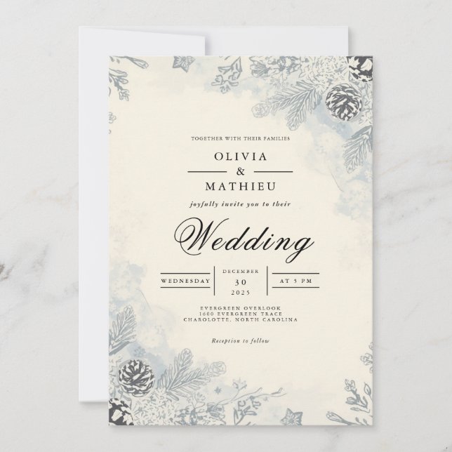 Convites Casamento de Arca Evergreen fosco (Frente)