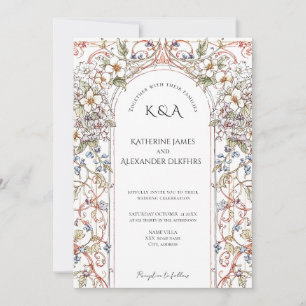 Convites Casamento de Arca Floral de Pastel Vintage
