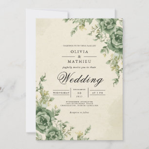 Convites Casamento de Arca Floral de Sage Muted