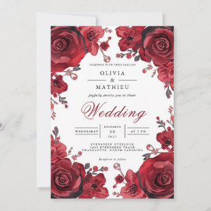 Convites Casamento de Arca Romântica Rosa Crimson
