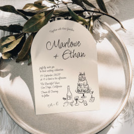 Convites Casamento de Arch Ilustrado de Manuscrito Quirky