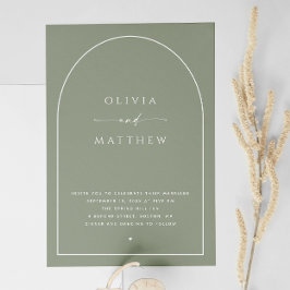 Convites Casamento de Arch Minimalista de Dusty Sage Verde.