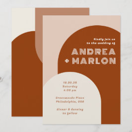 Convites Casamento de Arch Moderno com Retro Terracotta