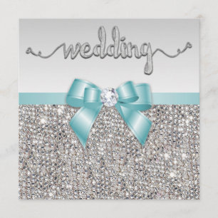 Convites Casamento de Arco Azul Teal Sequins Sequins Faux S