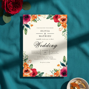 Convites Casamento De Arco Botânico Floral Esmagado