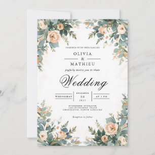 Convites Casamento de Arco Botânico Suave Apricot
