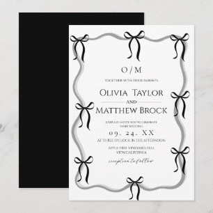 Convites Casamento de Arco Branco e Preto Moderno
