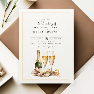 Convites Casamento de Arco de Champagne Chic Watercolor
