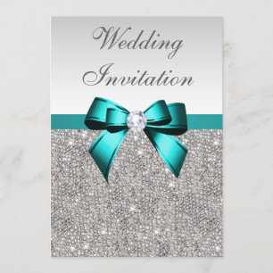 Convites Casamento de Arco de Diamante de Teal Vibrante Seq