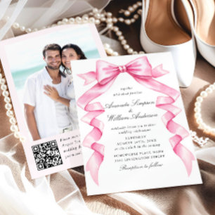 Convites Casamento de Arco de Mão Rosa-Rosa-Elegante