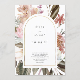 Convites Casamento de Arco Dourado Moderno de Wildflower