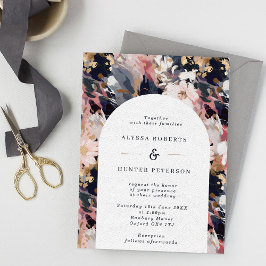 Convites Casamento de Arco Floral Abstrato Blush