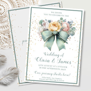 Convites Casamento de Arco Floral Verde Elegante