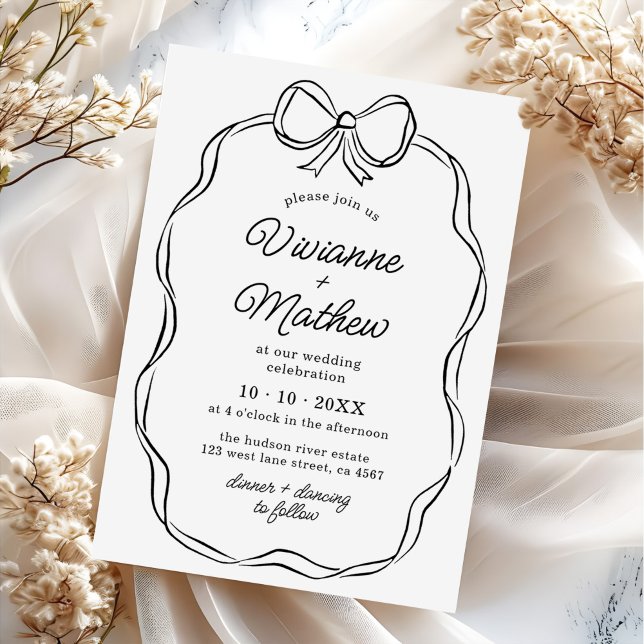 Convites Casamento de Arco Negro Desenhado pela Mão Moderna (Criador carregado)