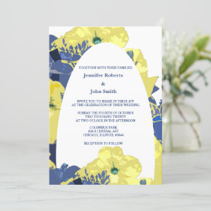 Convites Casamento de Arco Personalizado Azul Azul Floral A