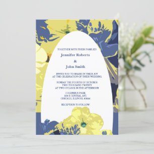 Convites Casamento de Arco Personalizado Azul-Dusta Floral
