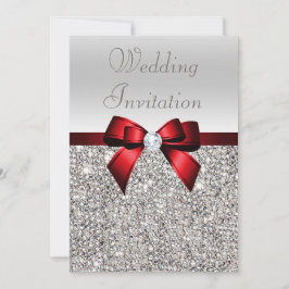 Convites Casamento de Arco Vermelho Real e Diamond Sequins