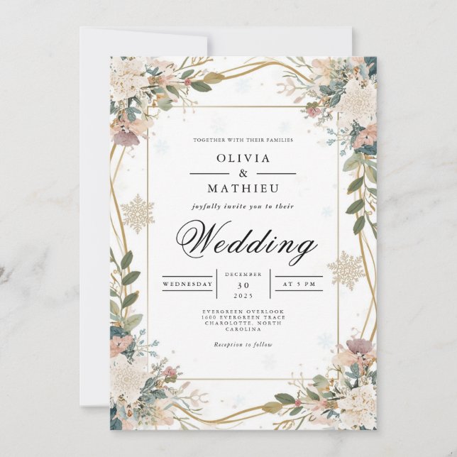 Convites Casamento de Arcos Geométricos de Sangue Suave (Frente)