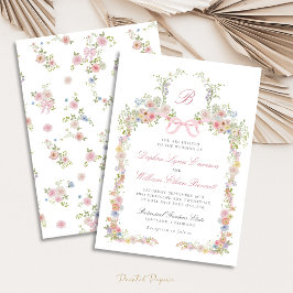 Convites Casamento de Arcos Monogramados e Flores Silvestre