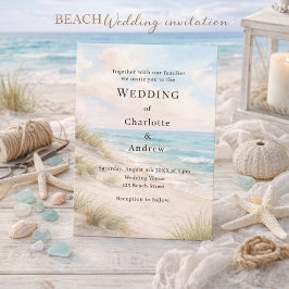 Convites Casamento de areia de dunas na praia em aquarela