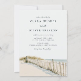 Convites Casamento de Areia Pálida Teal Script Cape Cod Dun