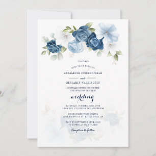 Convites Casamento de Argumentos Azuis com Dureza Floral Bo